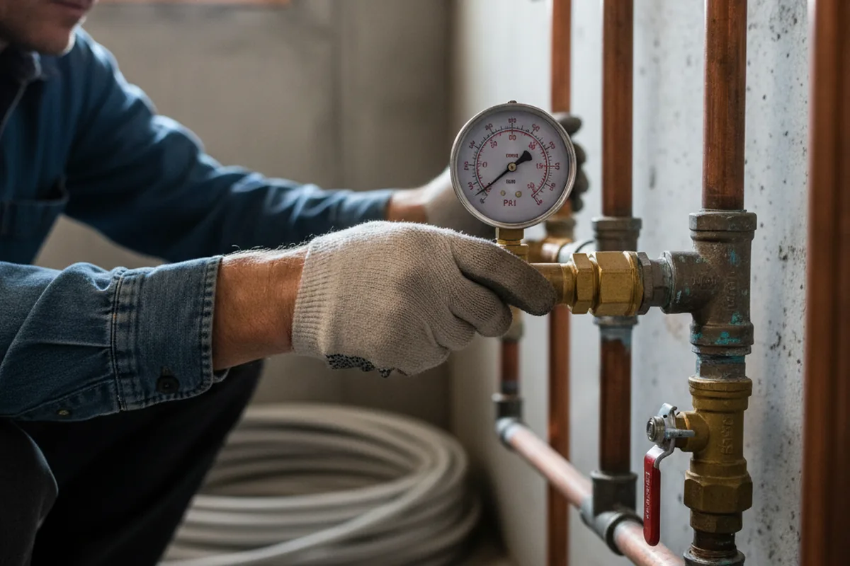 Pressure testing a repaired line during Water Line Repair in Millstone Township